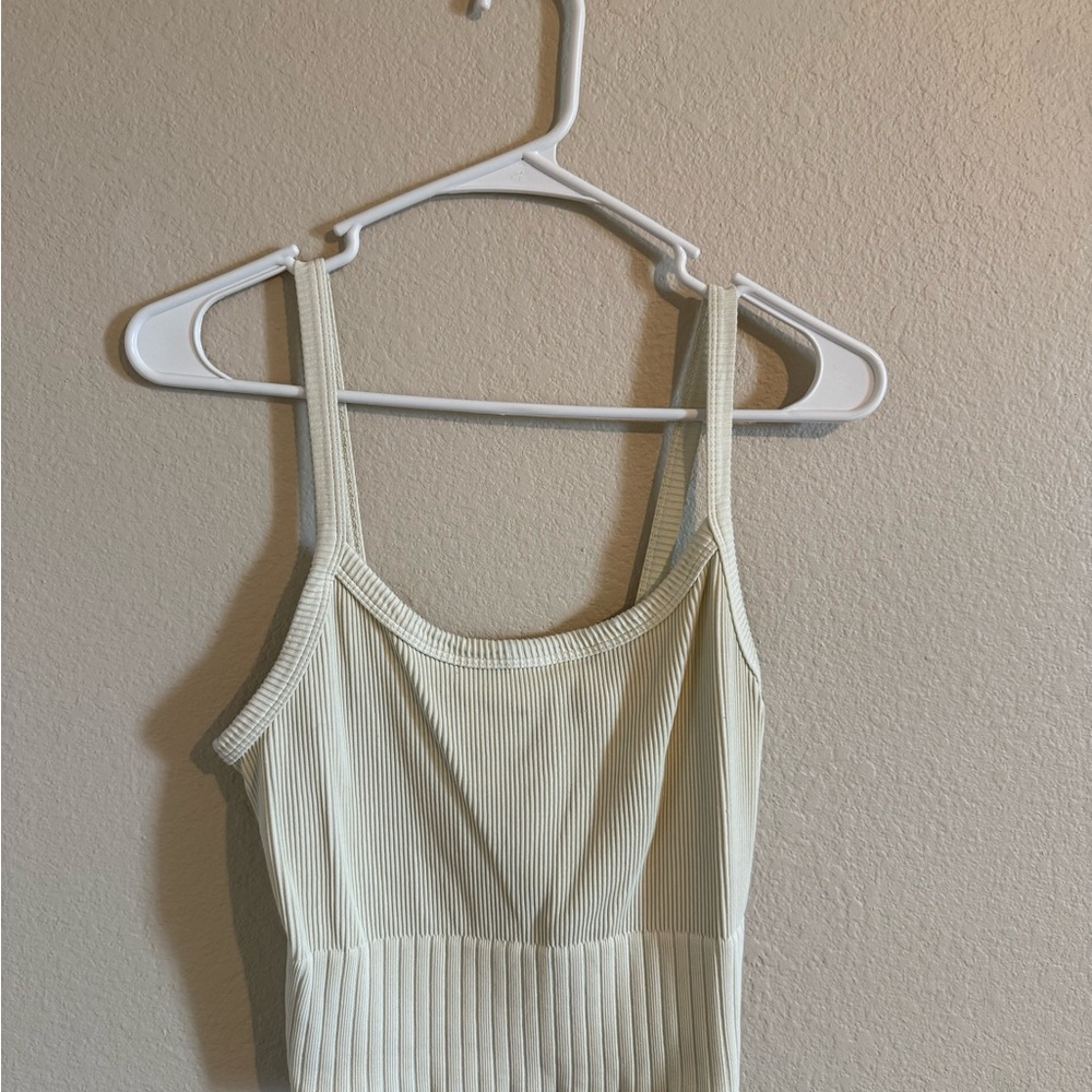 Zara Off-White Ribbed Tank Top